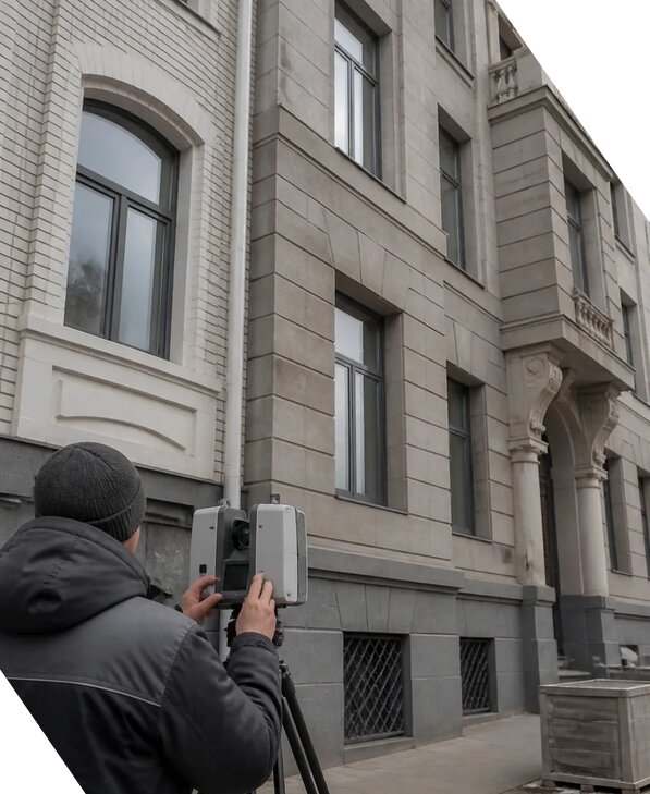 Лазерное сканирование фасадов зданий для обследования в Слободской